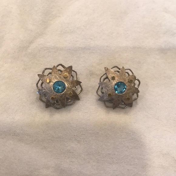 Exquisite Topaz, Gold and Silver Custom Earrings - Picture 1 of 4